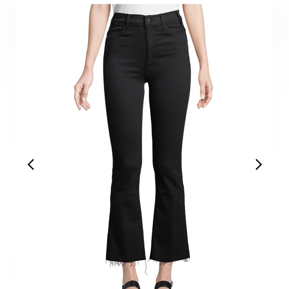 MOTHER The Hustler Ankle Fray Black Jeans
